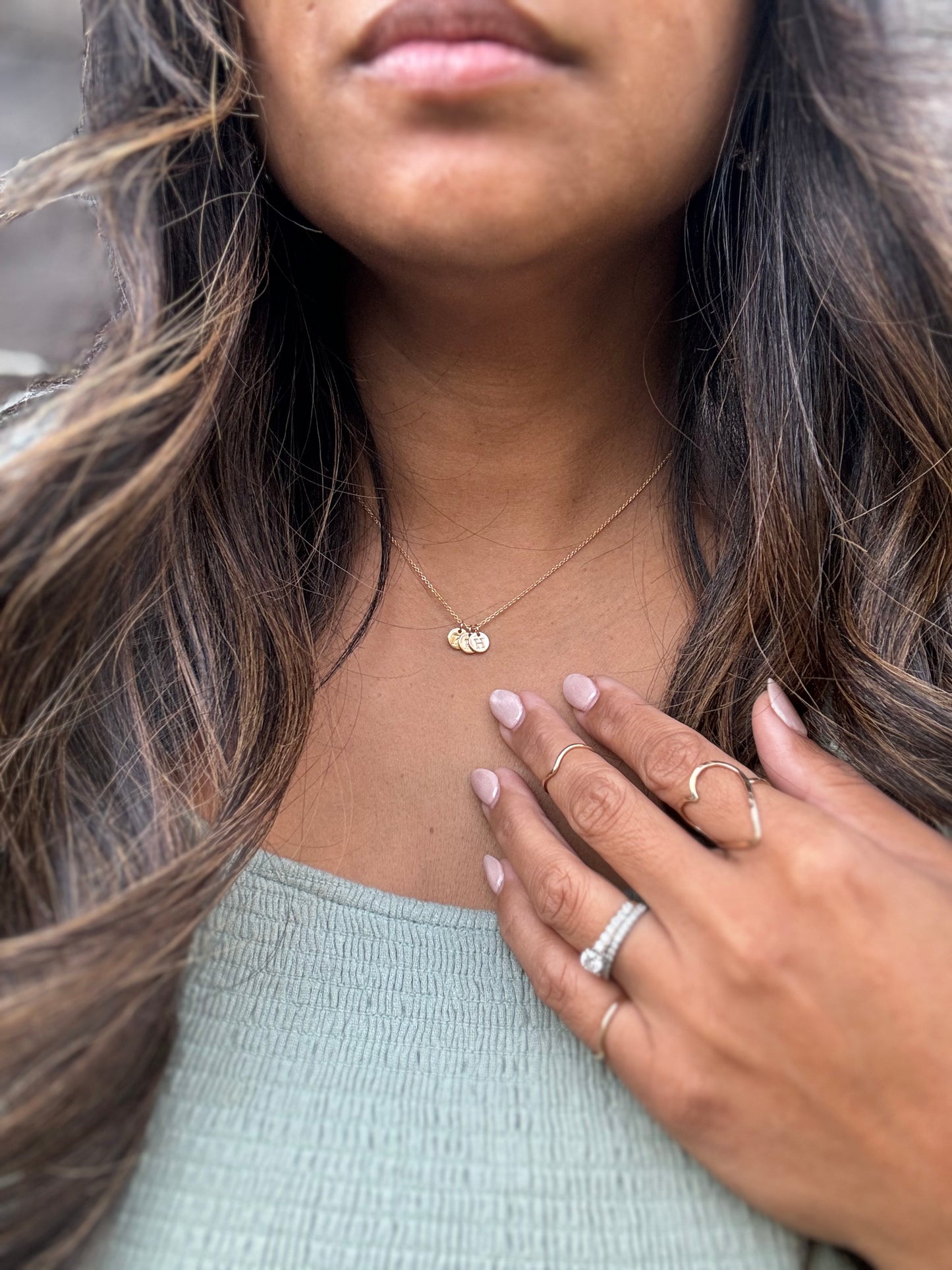 Harper Petite Monogram Disc Necklace