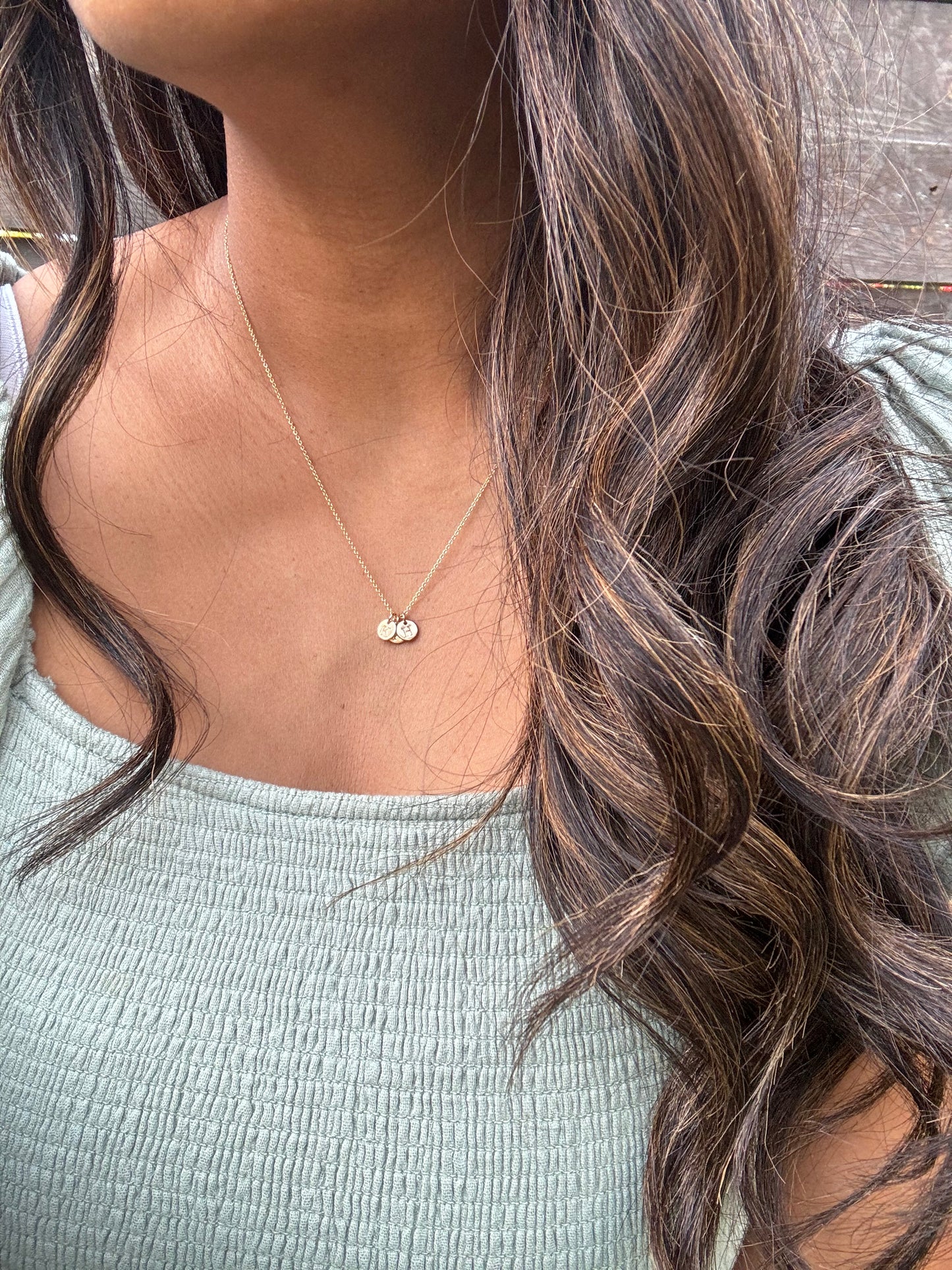 Harper Petite Monogram Disc Necklace